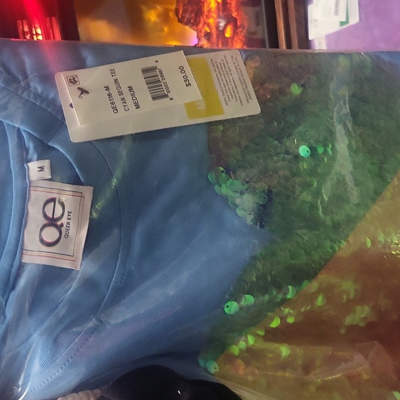 QE Cyan Sequin Tee SZ MEDIUM NWT - Picture 7 of 8